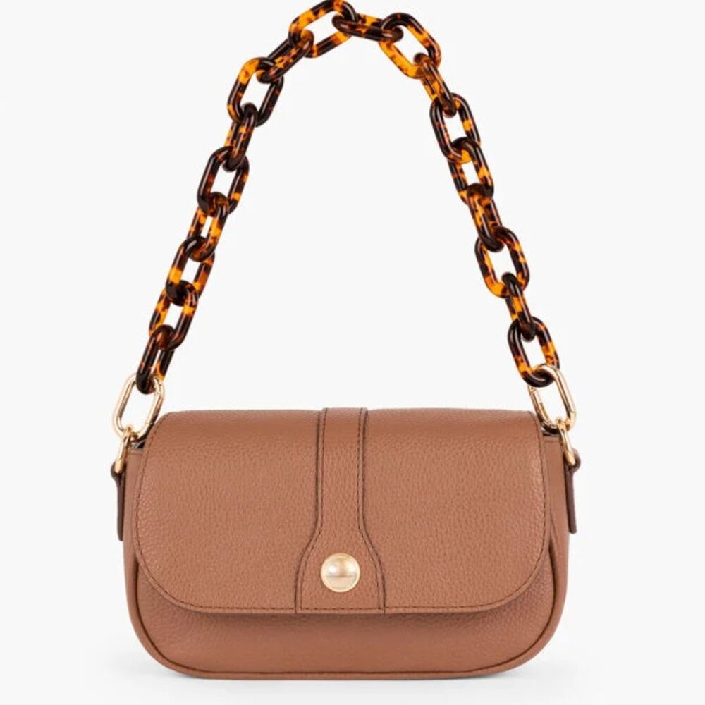 Talbots Brown Crossbody Bag with Tortoise Chain